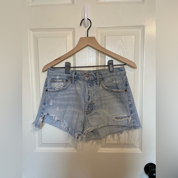 Agolde Pants - Agolde Distressed Light Wash Jean Shorts